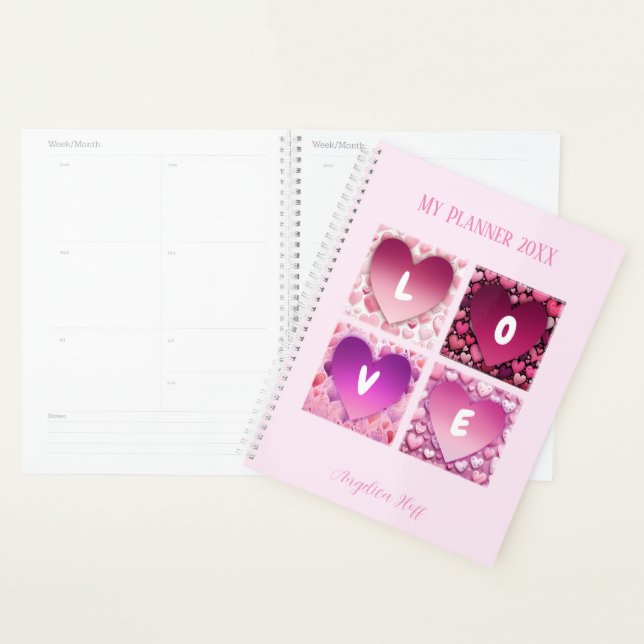  LOVE Hearts Personalised name Planner (Display)