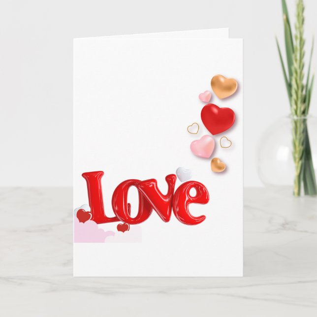 Love & Hearts Personalized Folded Card (Front)