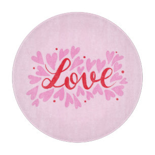 Love hearts - pink and red cutting board