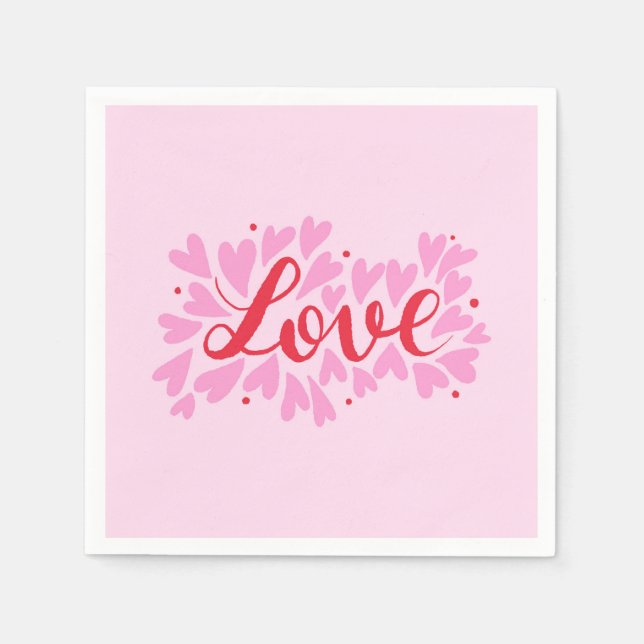 Love hearts - pink and red napkin (Front)
