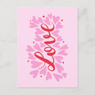 Love hearts - pink and red postcard