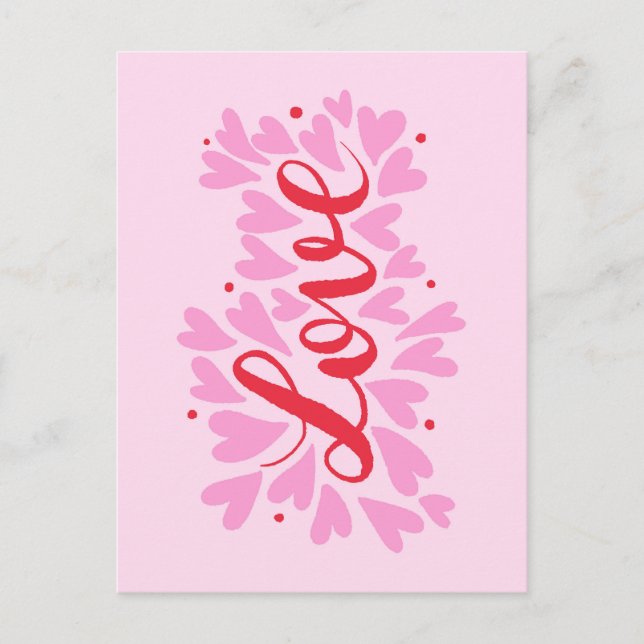 Love hearts - pink and red postcard (Front)