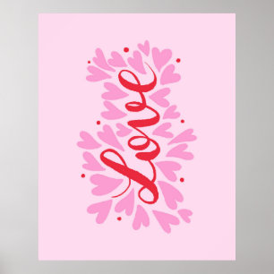 Love hearts - pink and red poster