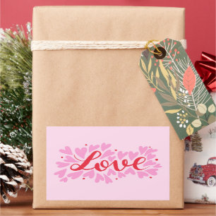 Love hearts - pink and red rectangular sticker