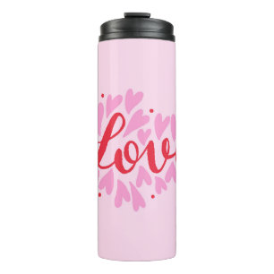 Love hearts - pink and red thermal tumbler