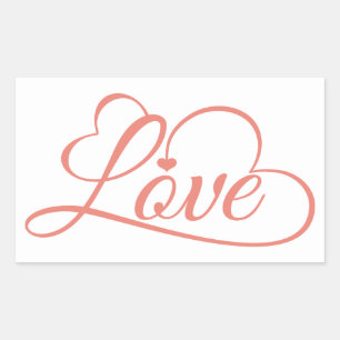 Love Hearts Pink And White Wedding Rectangular Sticker