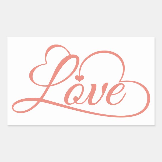 Love Hearts Pink And White Wedding Rectangular Sticker (Front)
