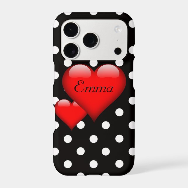 Love Hearts Polka Dot Pattern Monogram (Back)