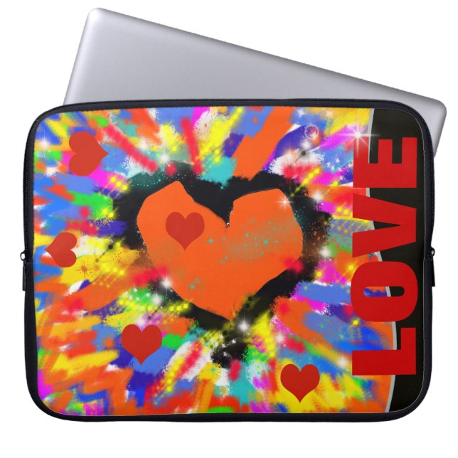 love hearts, pop art laptop sleeve (Front)
