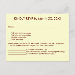 Love Hearts & Red Rose Wedding RSVP Menu Postcard