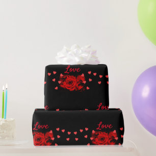 Love Hearts Red Roses Valentine's Day Craft or Wrapping Paper