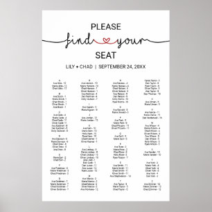 Love Hearts Red Seating Chart