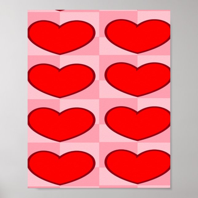 Love hearts red squares poster (Front)