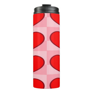 Love hearts red squares thermal tumbler