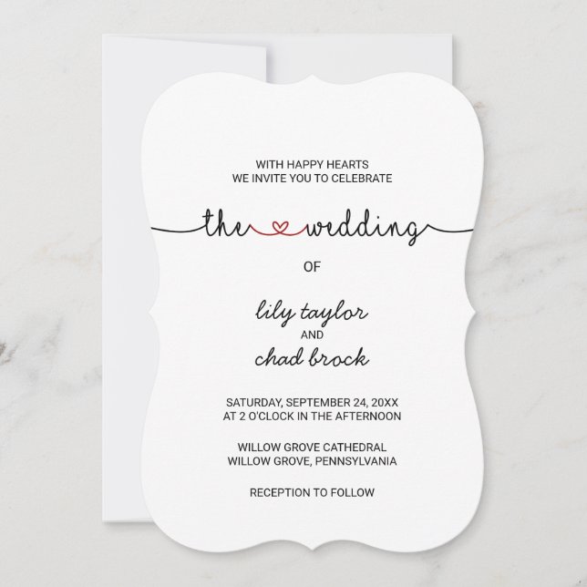 Love Hearts Red The Wedding Of Invitation (Front)