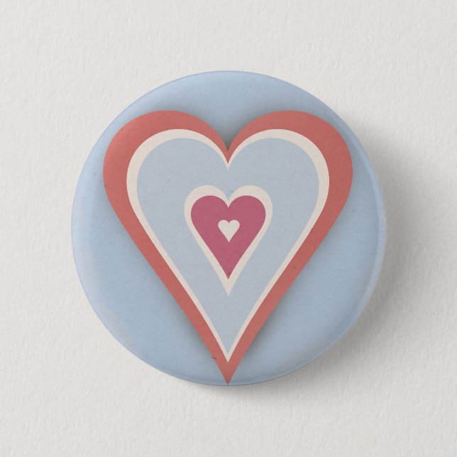 Love hearts - red white and blue 6 cm round badge (Front)