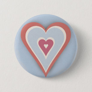 Love hearts - red white and blue 6 cm round badge