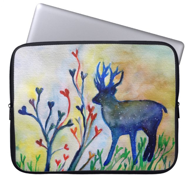 Love Hearts Reindeer  Neoprene Laptop Sleeve 15" (Front)