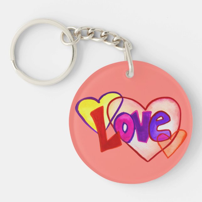 Love Hearts Ring Art Keychain (Front)