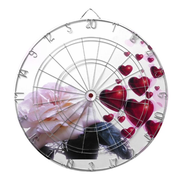 Love Hearts Roses Blossom Flower Destiny Nature Dartboard (Front)