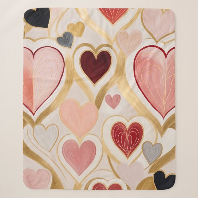 Love Hearts Sherpa Blanket (Front)