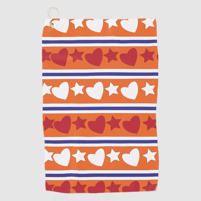 Love Hearts Star Stripes  Golf Towel (Front)