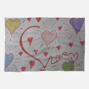 Love Hearts Tea Towel