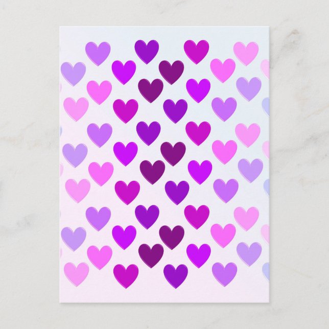love hearts valentine romantic monochrome holiday postcard (Front)