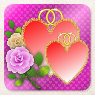 Love Hearts Valentine's Day-20362 Square Paper Coaster