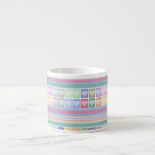 Love hearts Valentines Day design pastel colours c Espresso Cup