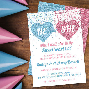 Love Hearts Valentine's Day Gender Reveal Party Invitation