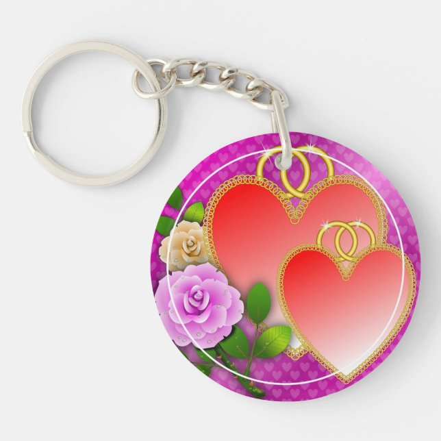 Love Hearts Valentine's Day Key Ring (Front)
