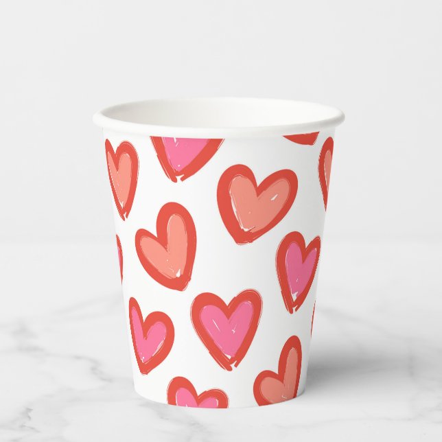 Love Hearts Valentine's Day Paper Cups (Front)