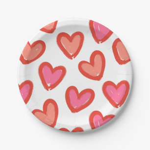 Love Hearts Valentine's Day Paper Plate