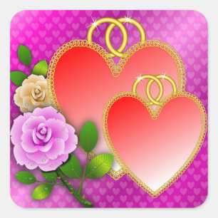 Love Hearts Valentine's Day Square Sticker