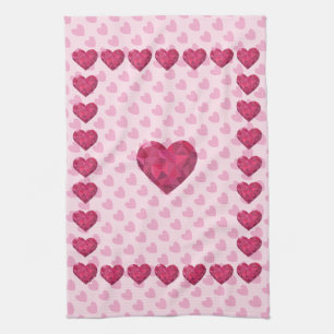Love Hearts Valentine's Decor Tea Towel
