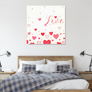 Love, Hearts, Valentines, Wedding - Wrapped Canvas