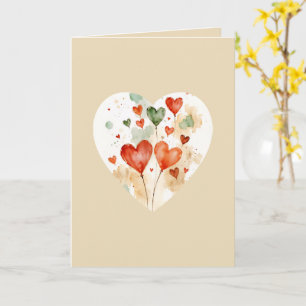 Love hearts Watercolor Greetings Card