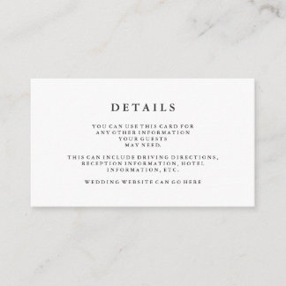 Love Hearts Wedding Details Enclosure Card