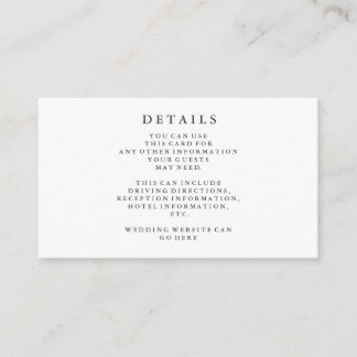 Love Hearts Wedding Details Enclosure Card