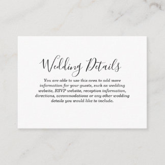 Love Hearts Wedding Details Enclosure Card