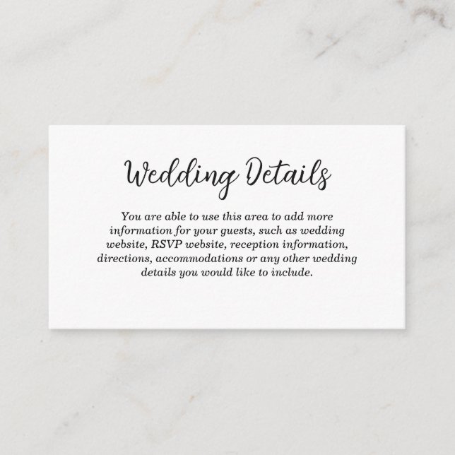 Love Hearts Wedding Details Enclosure Card (Front)