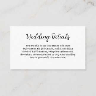 Love Hearts Wedding Details Enclosure Card