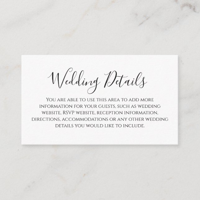 Love Hearts Wedding Details Enclosure Card (Front)