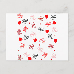 Love & Hearts Word Art Pattern Postcard