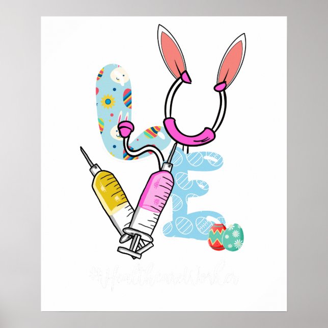 love heathcareworker easter, retro, vintage poster (Front)