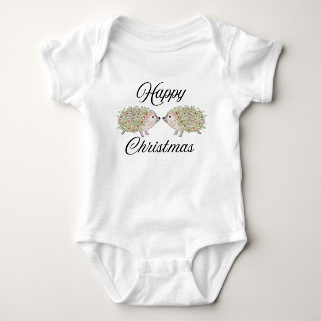Love Hedghogs Christmas Baby Bodysuit (Front)