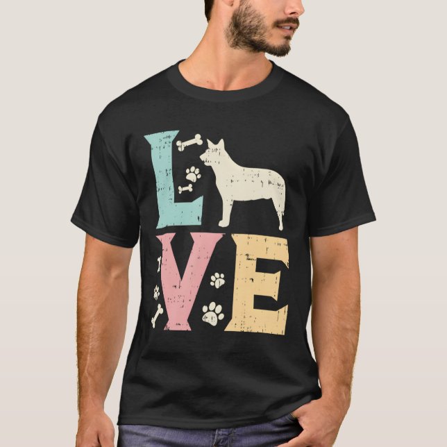 Love Heeler Animal Pet Blue Red Cattle Dog Girls W T-Shirt (Front)