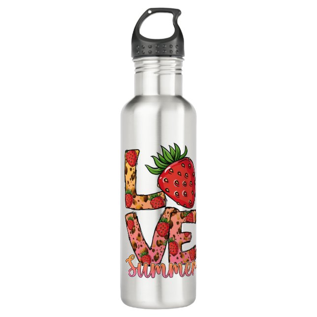 Love Hello Summer Strawberry Stainless Steel Water 710 Ml Water Bottle (Front)