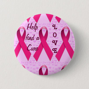 Love & Help-Breast Cancer Awareness_ 6 Cm Round Badge